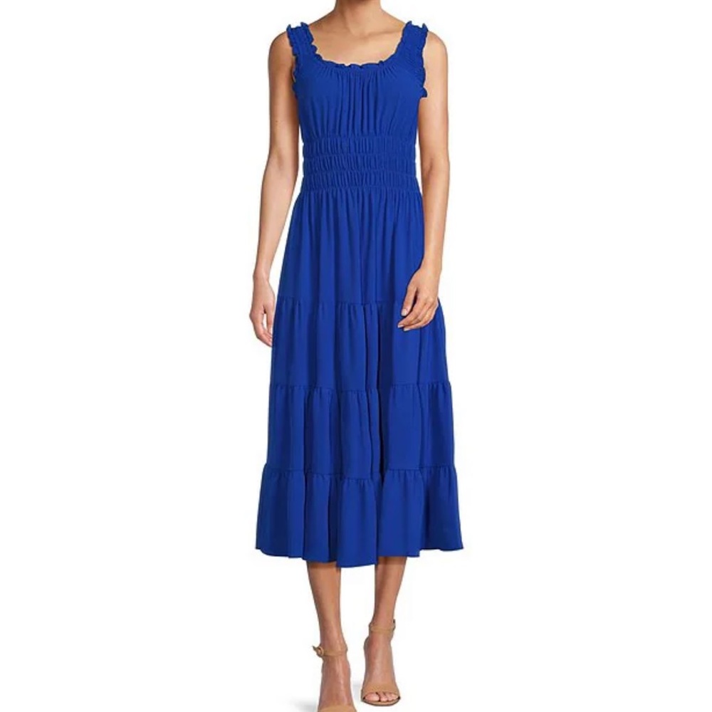 Bentley Square Neck Pebble Crepe A-Line Dress